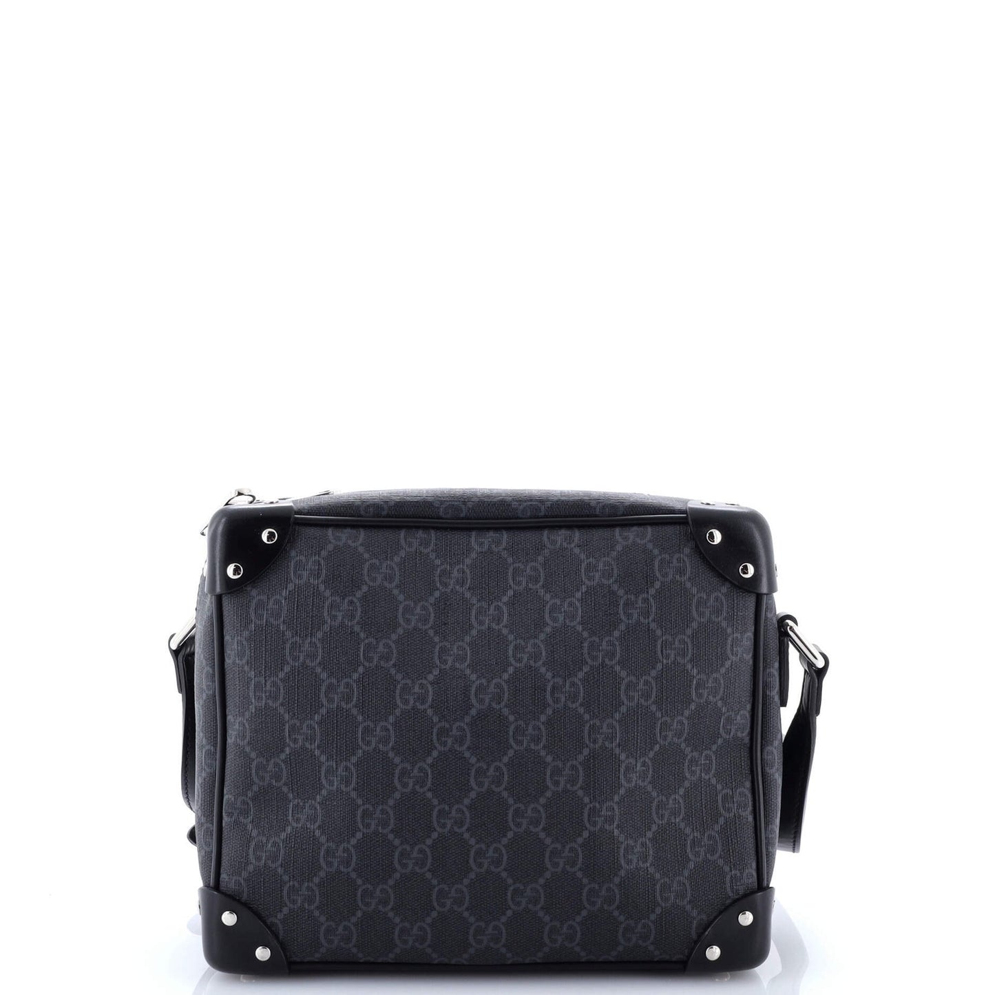 Gucci Trunk Shoulder Bag Gg Coated Canvas With Studded Leather