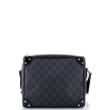 Gucci Trunk Shoulder Bag Gg Coated Canvas With Studded Leather