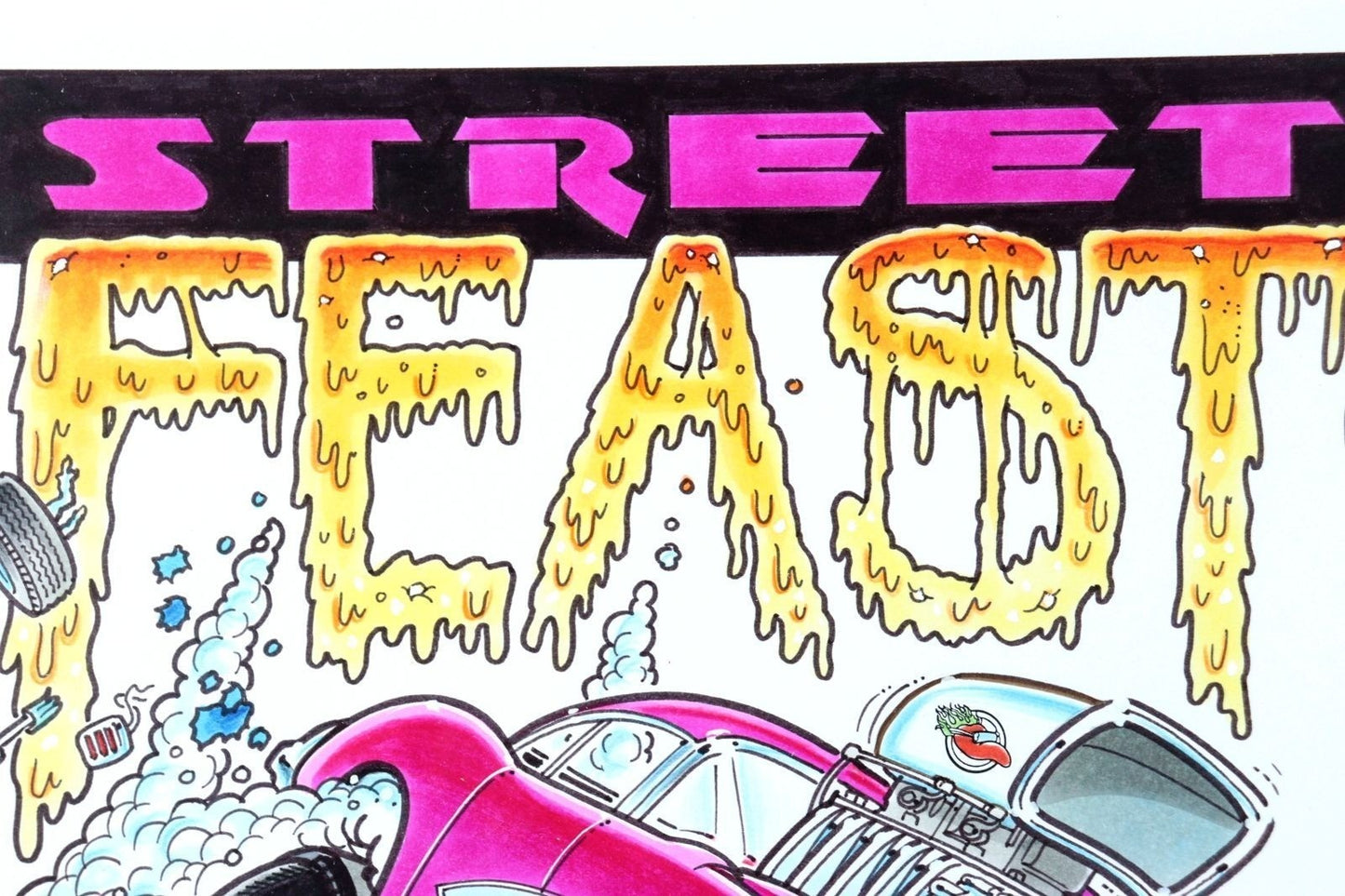 George Trosley Original Pen Drawing Street Feast Signed Usa Framed Artwork