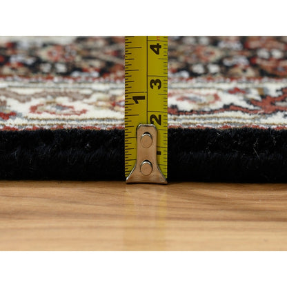 2'X8'1" Black Tebraz Mahi 175 Kpsi Pure Wool Hand Knotted Runner Rug