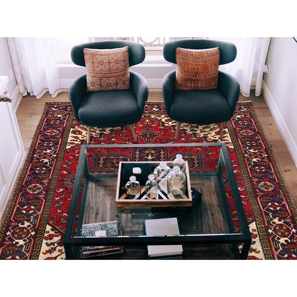 6'4"X9'3" Cranberry Zing Red Zoroastrian Cleaned And Secured Oriental Rug