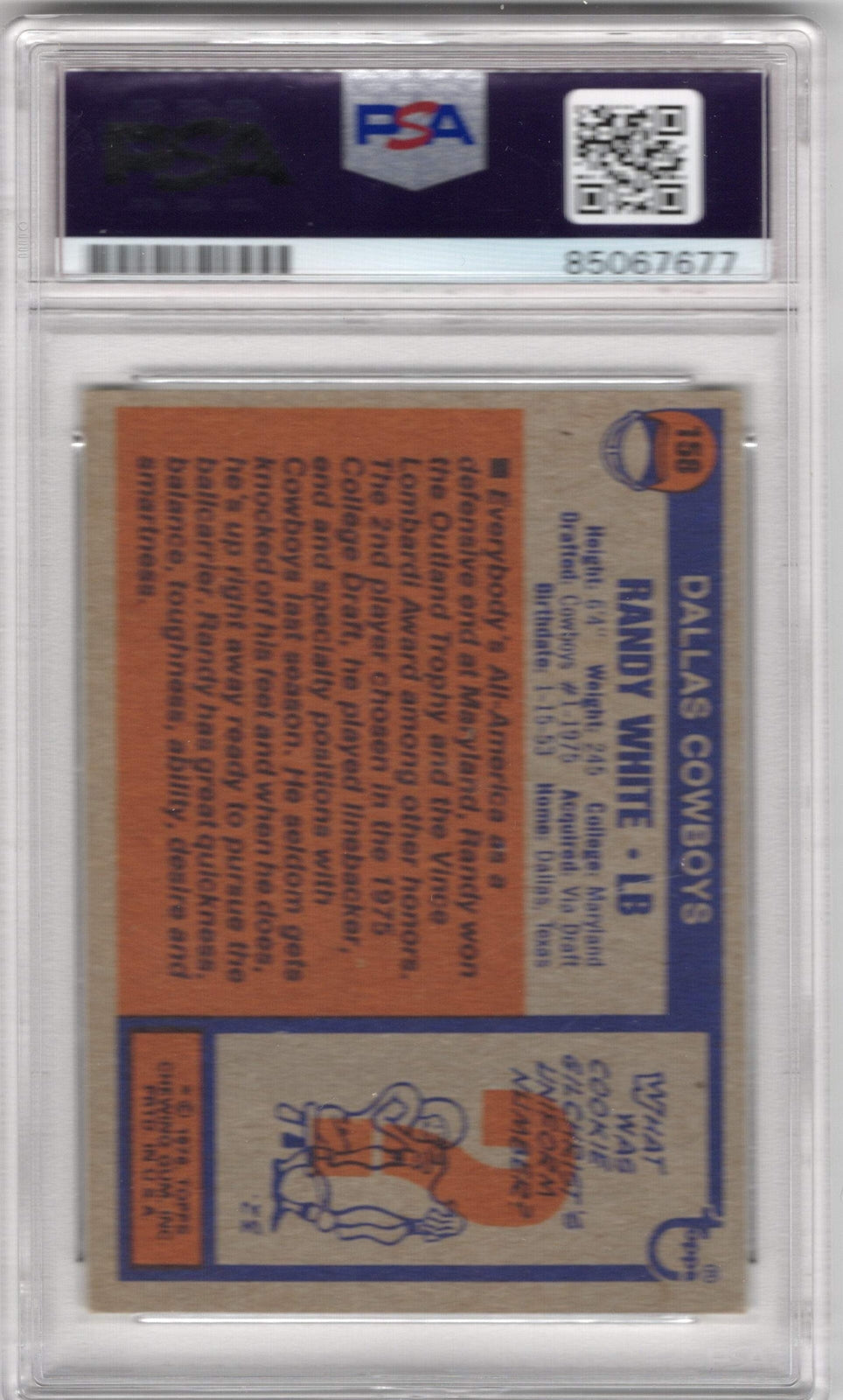 Randy White 1976 Topps #158 Psa Auto Grade Gem Mt 10 Card