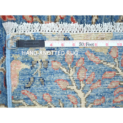 2'10"X23'6" Blue Afghan Peshawar Bird Design Wool Hand Knotted Runner Rug