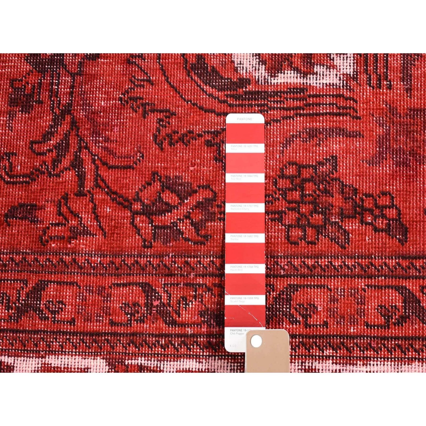 8'7"X10'8" Red Overdyed Pure Wool Zoroastrian Tebraz Hand Knotted Rug