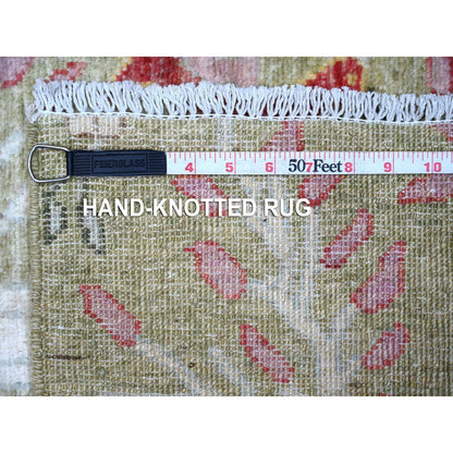 2'9"X6' Laurel Green Wool Hand Knotted Peshawar Runner Oriental Rug