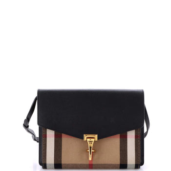 Burberry Macken Crossbody Bag Leather And House Check Canvas Small