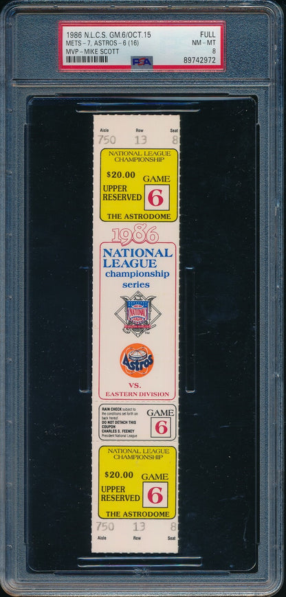 1986 Nlcs Game 6 Full Ticket Mets Vs. Astros 16