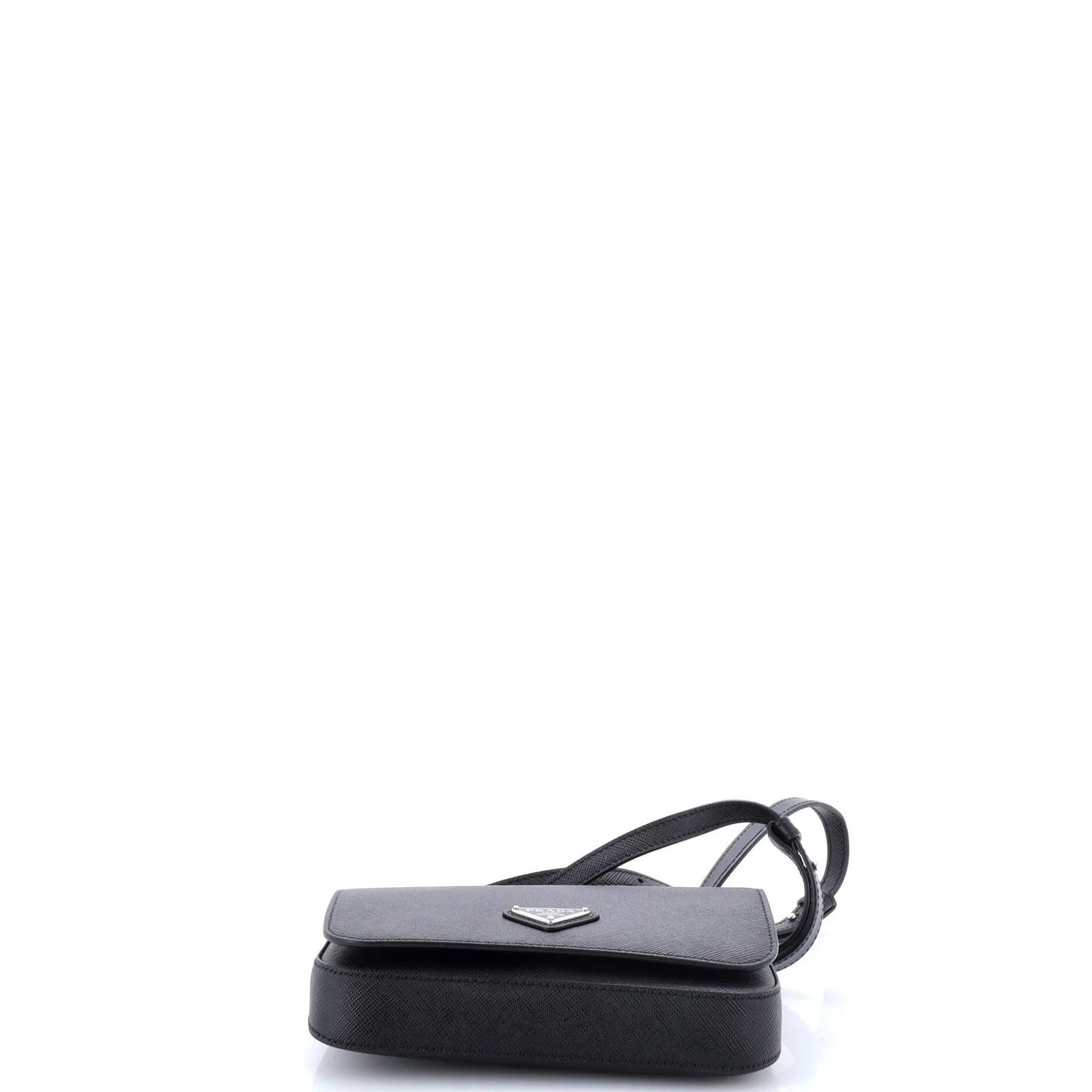 Prada Triangle Logo Full Flap Shoulder Bag Saffiano Leather