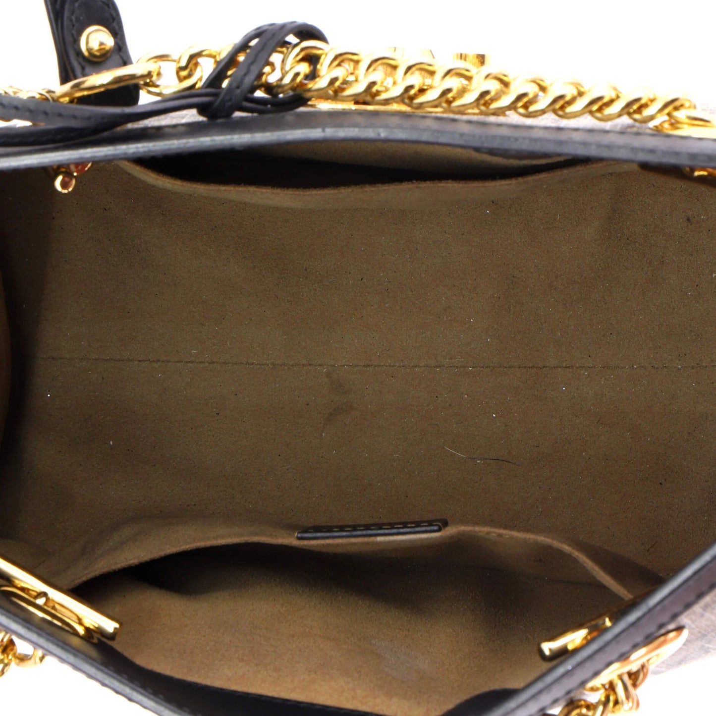 Gucci Padlock Chain Tote Gg Coated Canvas With Leather Small