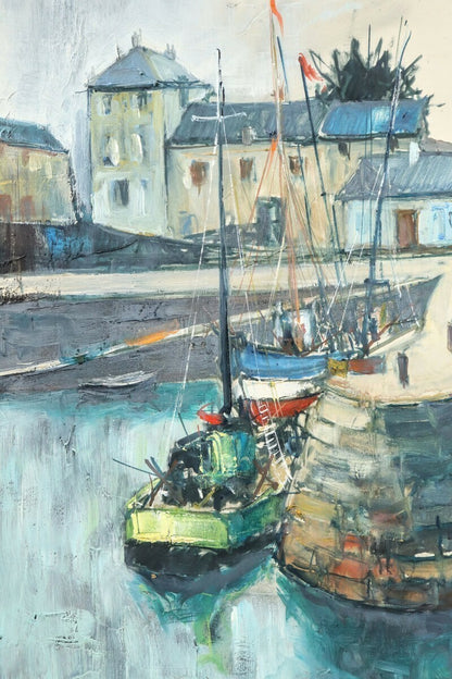 Bernard Lignon (French) Original Painting Oil On Canvas Signed Framed - Port