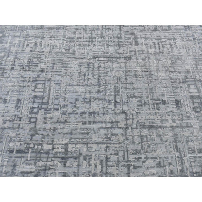 9'2"X12'4" Gray The Matrix Silk With Wool Tone On Tone Hand Knotted Rug