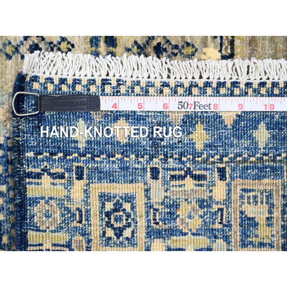 2'6"X9'8" Blue Hand Knotted Kashkuli Animal Figurines All Wool Runner Rug