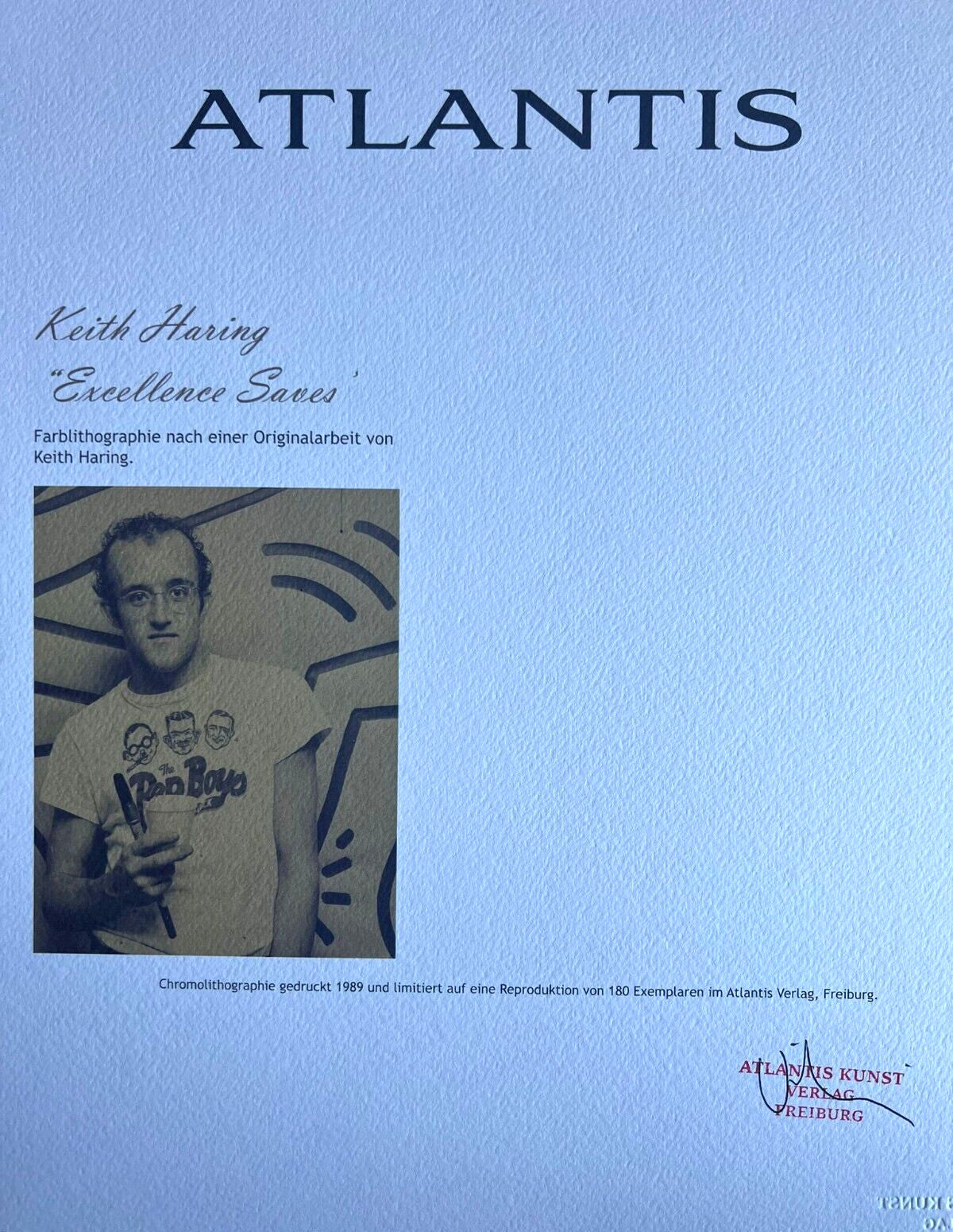 Keith Haring Lithograph Certified Coa Signed In Pen Numbered In Pencil