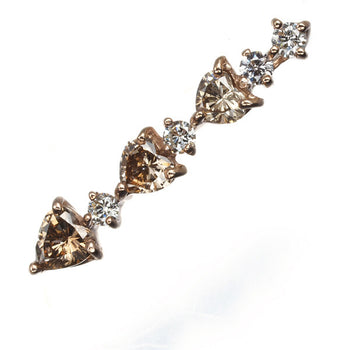 Brown &Clear Diamond 0.31Ct/0.10Ct Heart-Shaped Pendant 18K 750 Rose Gold
