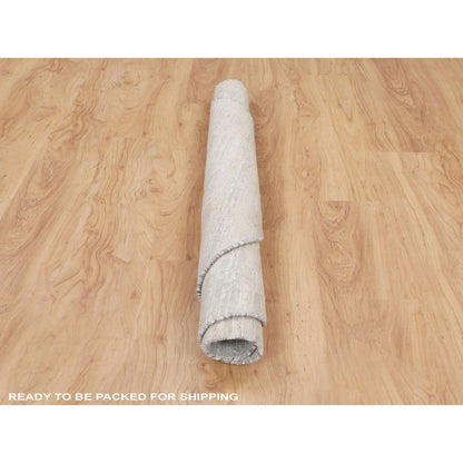 6'X6' Hand Spun Undyed Natural Wool Modern Round Hand Knotted Rug