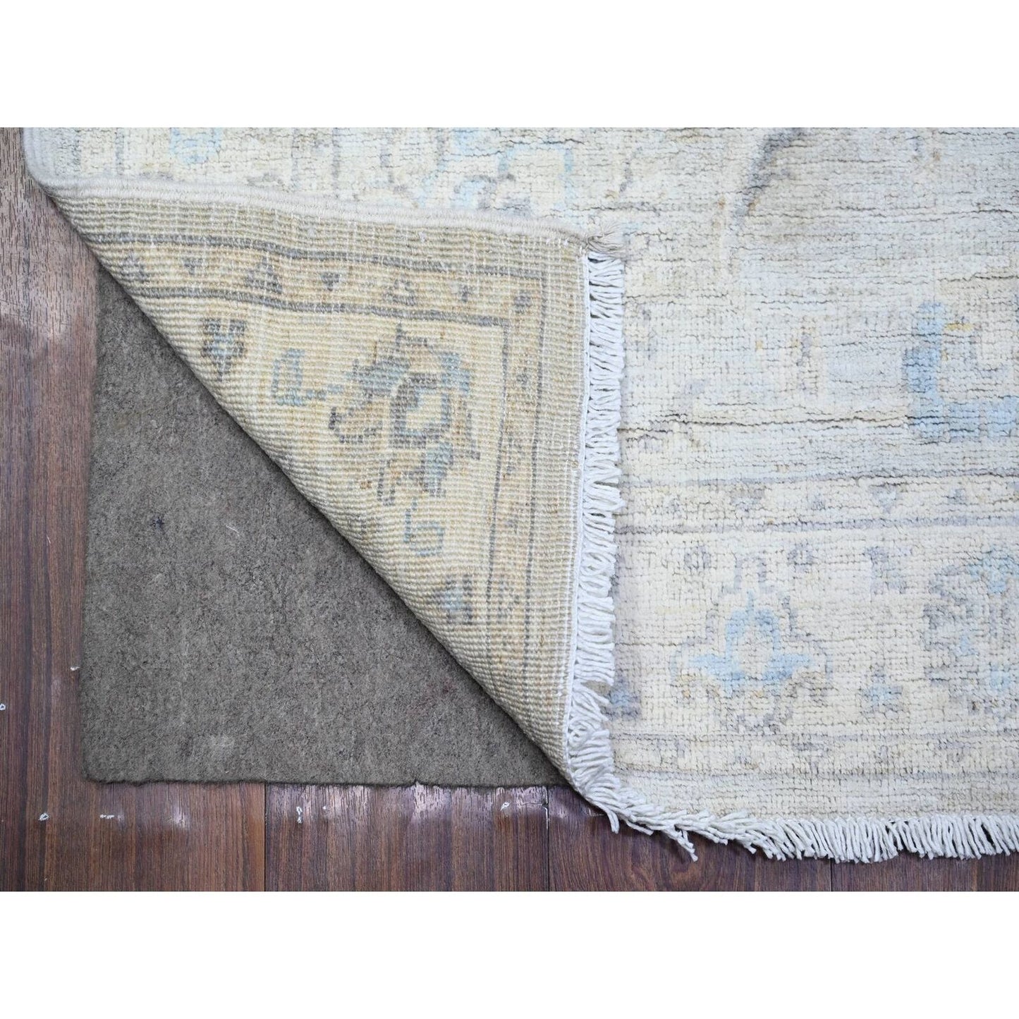 2'6"X12'2" Gray Goose Washed Out Peshawar Wool Hand Knotted Runner Rug