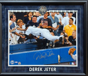 Derek Jeter The Dive Autographed 16X20 Framed Photo (Steiner & Mlb Auth)