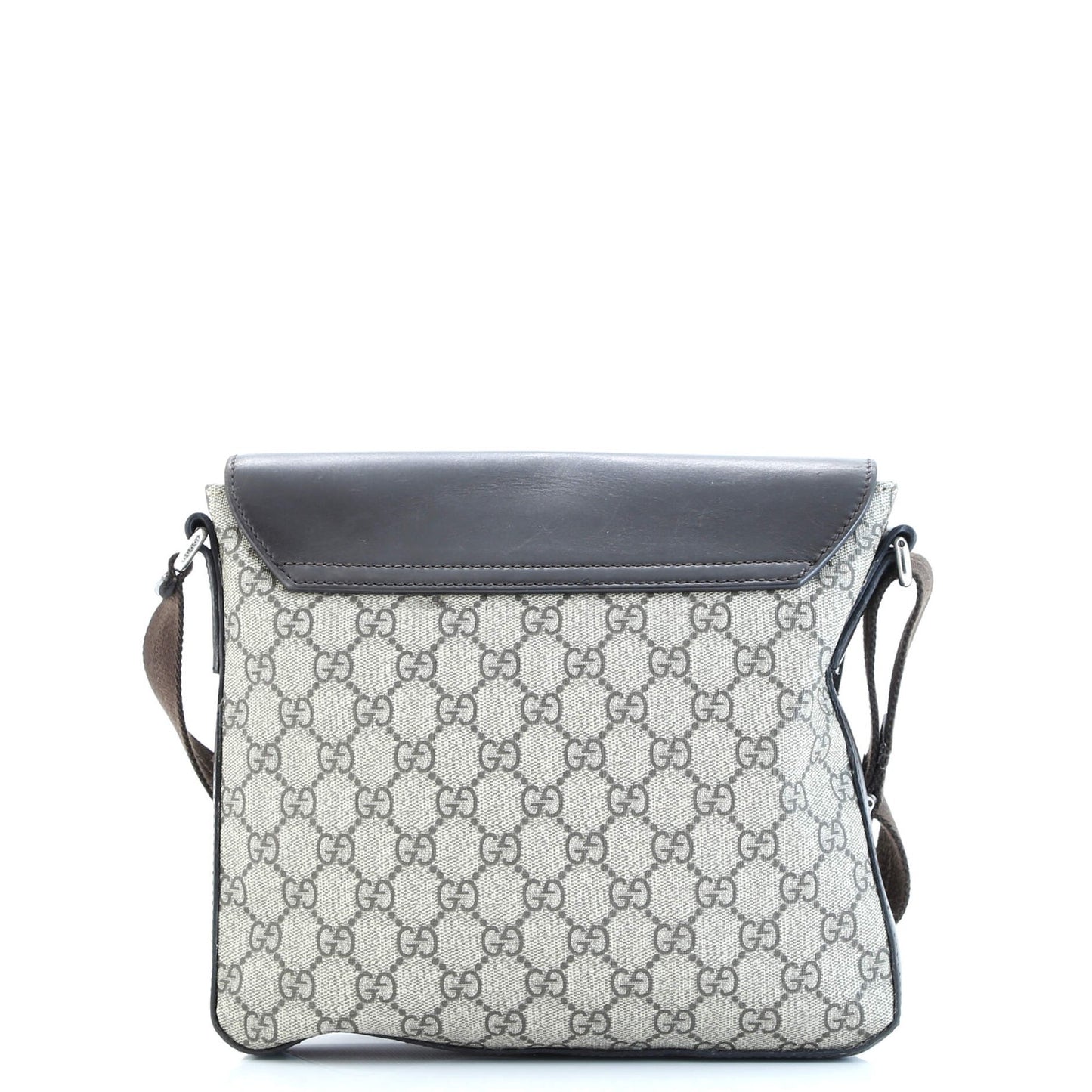 Gucci Flap Messenger Bag Gg Coated Canvas With Leather Medium