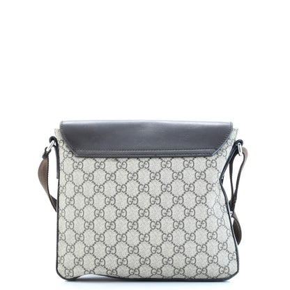 Gucci Flap Messenger Bag Gg Coated Canvas With Leather Medium