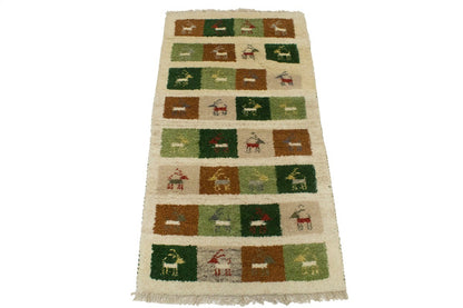 Handmade Thick Pile Multicolored Tribal Indo-Gabbeh Rug Oriental Carpet 2X4 ft