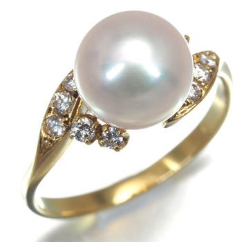 Mikimoto Ring Akoya Pearl 8.5Mm Diamond Us5.25-5.5 18K 750 Yellow Gold