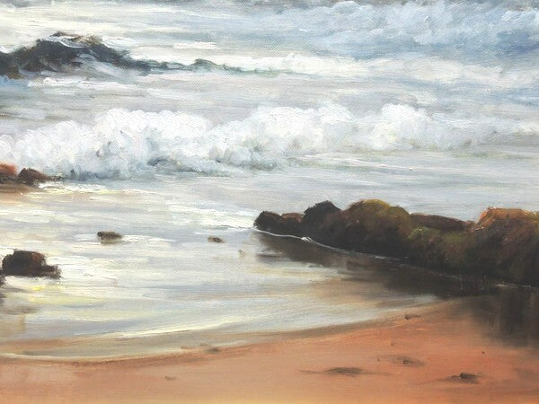 Framed Lucien Chenu Oil Painting Seascape Waves Signed French Art 12F