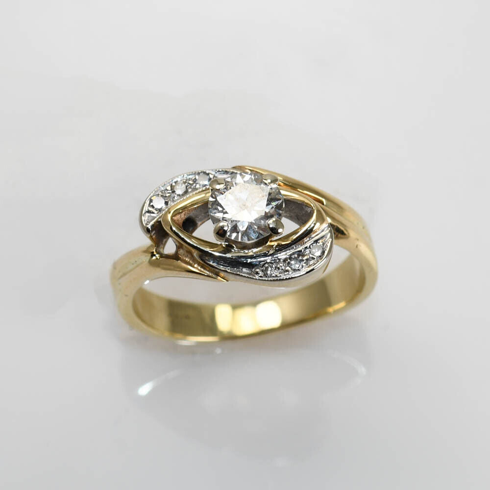 13K Yellow Gold Vintage Diamond Ring 0.45Ct, 3.8Gr