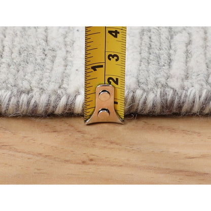 6'X6' Hand Spun Undyed Natural Wool Modern Round Hand Knotted Rug