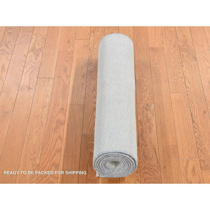 2'7"X8'4" Ivory Grass Design Gabbeh Wool And Silk Hand Knotted Runner Rug