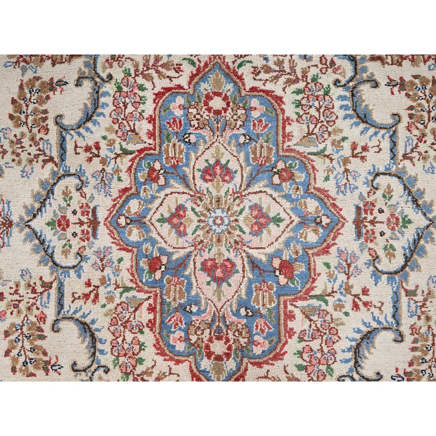 10'3"X13'2" Ivory Vintage Zoroastrian Karman 100% Wool Hand Knotted Rug