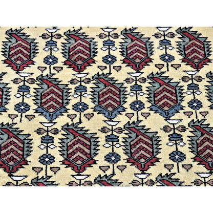 2'10"X13'2" Ivory Tribal Northwest Farsian Wool Hand Knotted Runner Rug