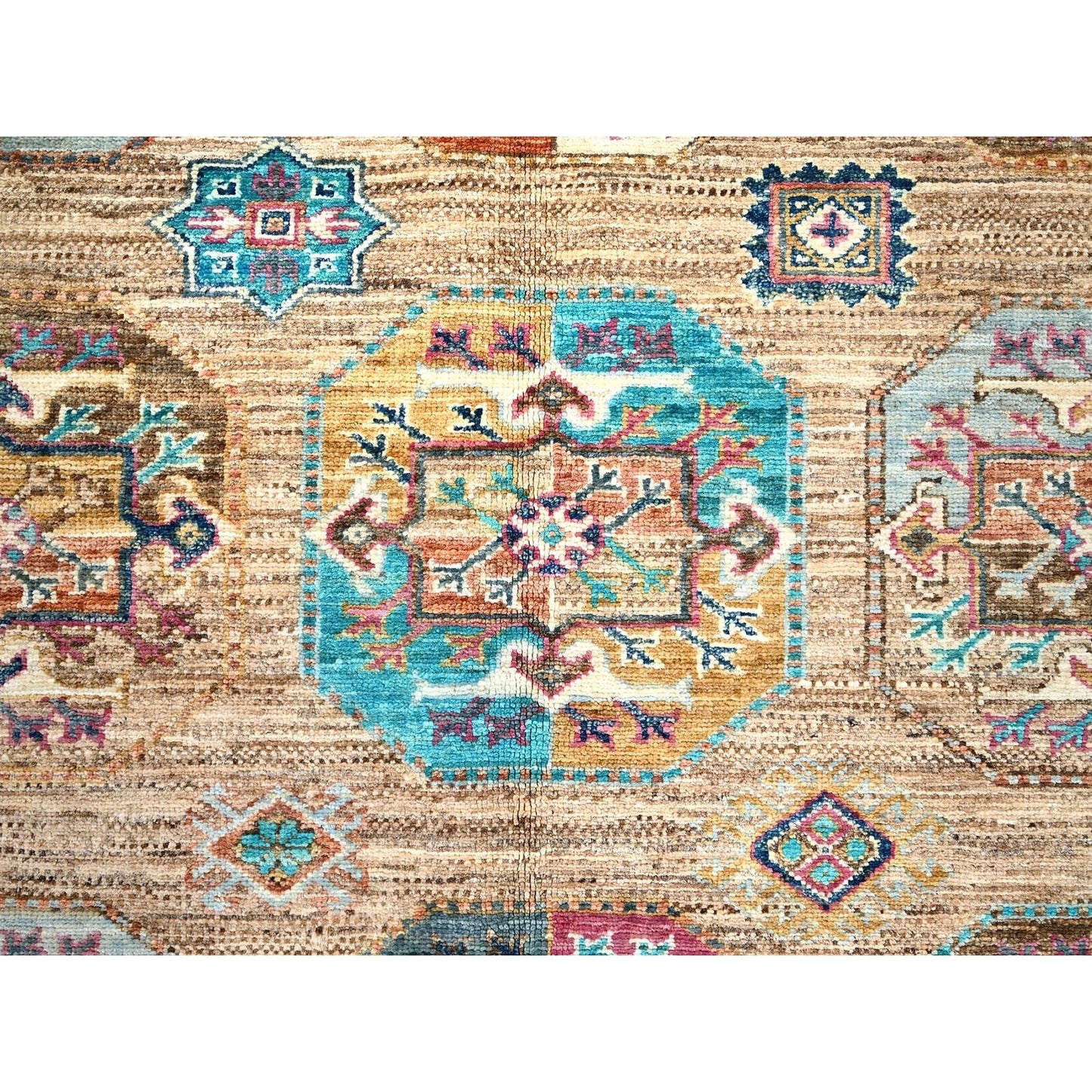 8'X10' Firewood Brown Soft Wool Afghan Ersari Design Hand Knotted Rug