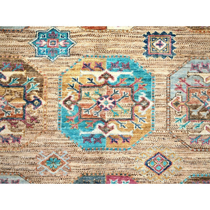 8'X10' Firewood Brown Soft Wool Afghan Ersari Design Hand Knotted Rug