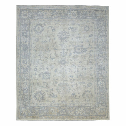 8'1"X9'8"Gray Afghan Angora Oushak Hand Knotted Natural Wool Oriental Rug