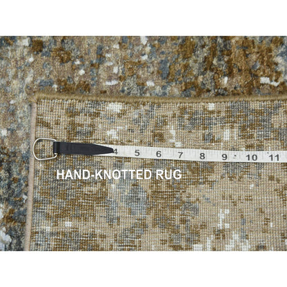 2'6"X20'3" Gray Hand Knotted Abstract Design Pure Wool Xl Runner Rug
