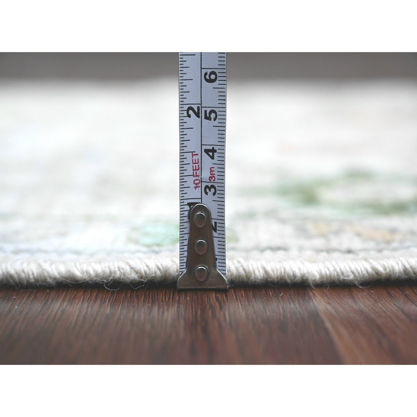 2'X3' Alabaster White Hand Knotted Afghan Angora Oushak 100% Wool Mat Rug