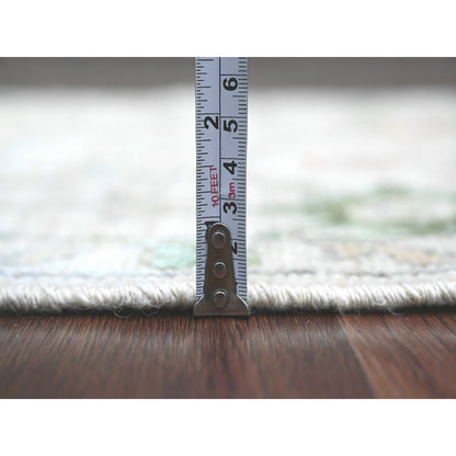 2'X3' Alabaster White Hand Knotted Afghan Angora Oushak 100% Wool Mat Rug