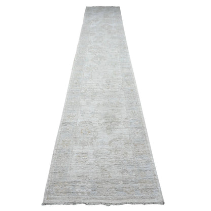 2'8"X15'5" Ice Cube Gray Angora Oushak Oversized Runner Oriental Rug