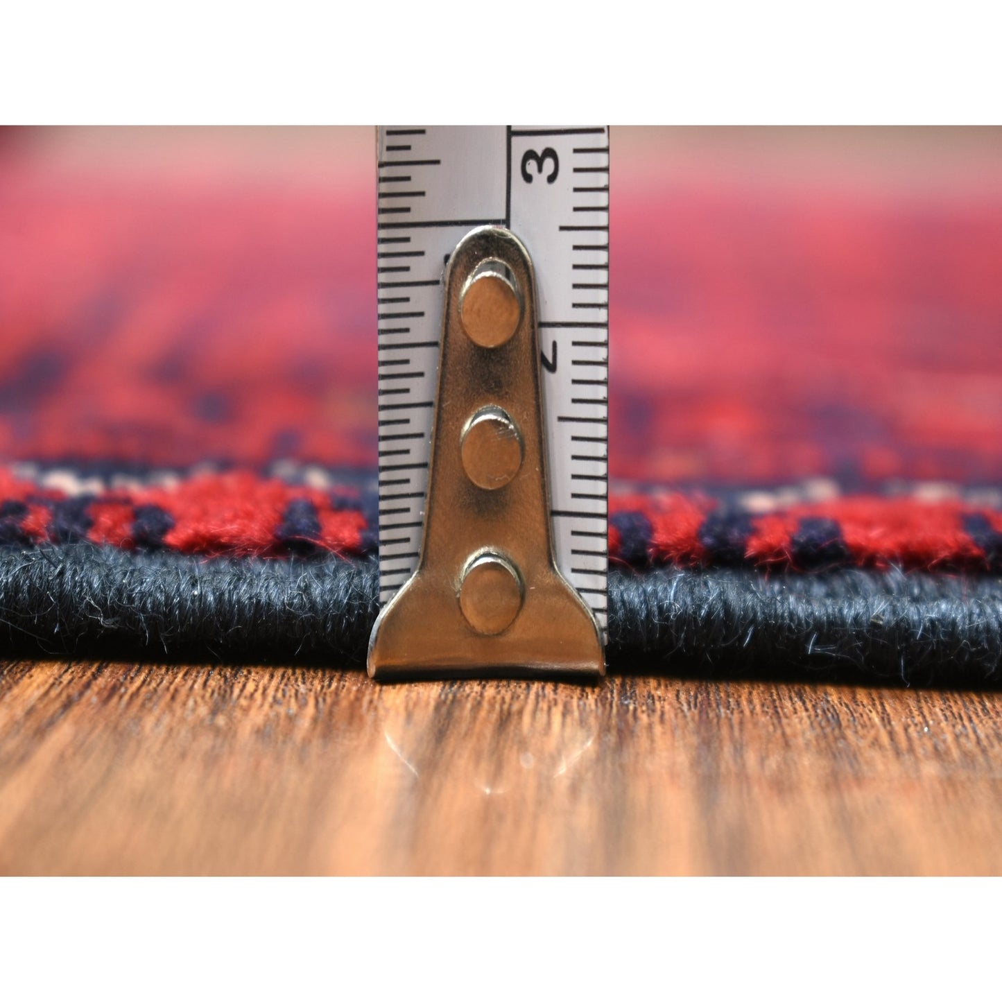 4'4"X6'3" Deep Red Afghan Khamyab Shiny Wool Hand Knotted Rug