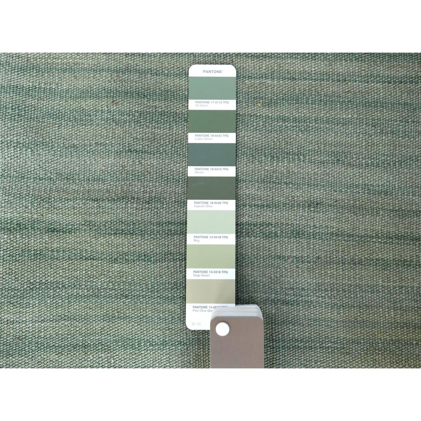 12'X15' Light Green Flat Weave Kilim Wool Hand Woven Reversible Rug