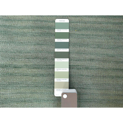 12'X15' Light Green Flat Weave Kilim Wool Hand Woven Reversible Rug