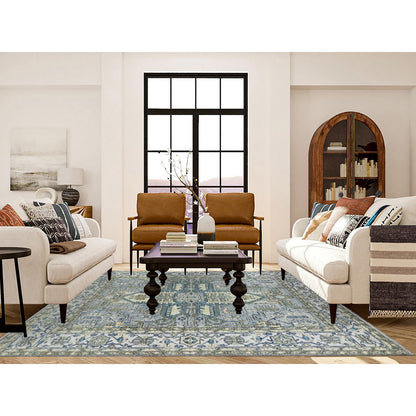 8'X10'1" Storm Gray Lush Pile Hand Knotted Oushak Weave 100% Wool Rug