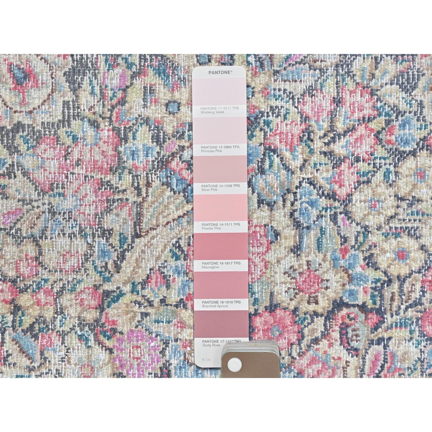 1'9"X1'9" Colorful Hand Knotted Old Farsian Karman Worn Wool Square Rug