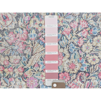 1'9"X1'9" Colorful Hand Knotted Old Farsian Karman Worn Wool Square Rug