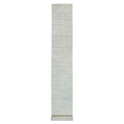 2'7"X22' Gray Modern Design Hand Spun Wool Hand Knotted Xl Runner Rug