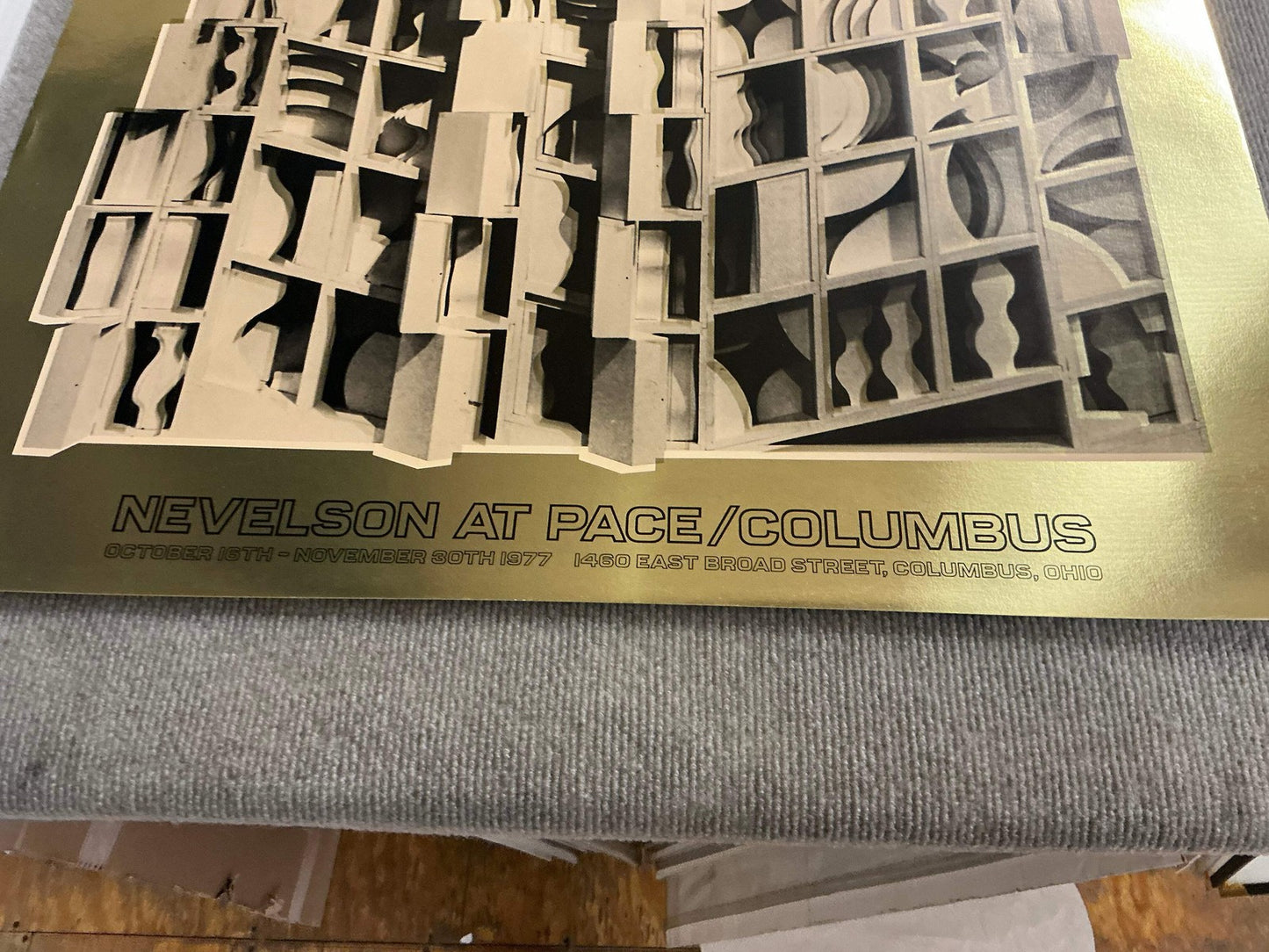 Gold LOUISE NEVELSON Gold Dust and Shadows 24.25" x 26" Foil Print 1977 Abstract