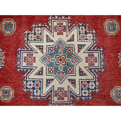 6'X9' Red Afghan Special Kazak Medallions Design 100% Wool Hand Knotted Rug