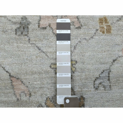 2'9"X9'5" Pure Wool Hand Knotted Gray Angora Oushak Oriental Runner Rug