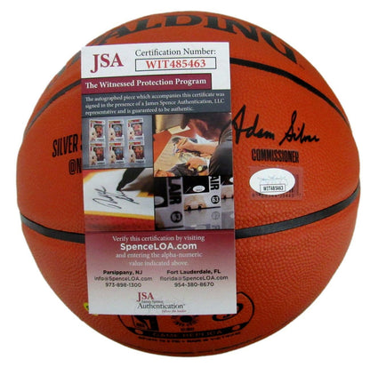 Alex English Hof Nuggets Signed/Inscr Spalding Nba Basketball Jsa 159273