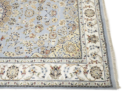 Indo-Nain Blue Oriental Rug 5X8 ft Floral Medallion Design Bedroom Decor Carpet